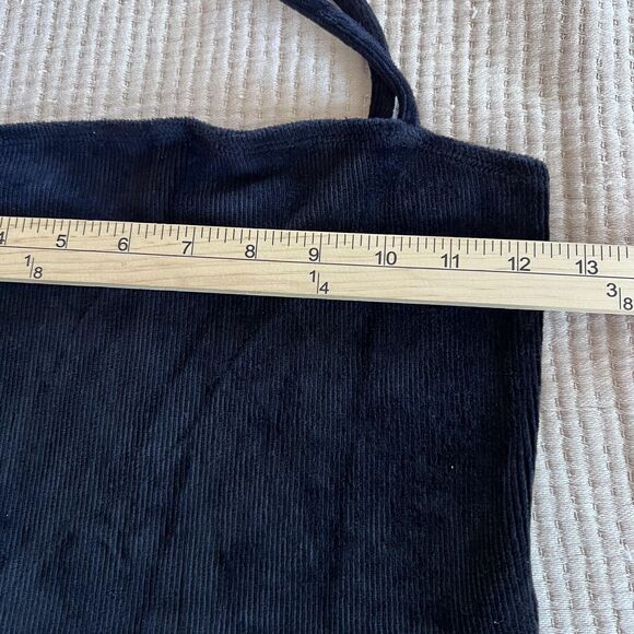 Forever 21 Dress Womens Small Black Corduroy Sheath Bodycon Velvet Back Strappy - Picture 9 of 12